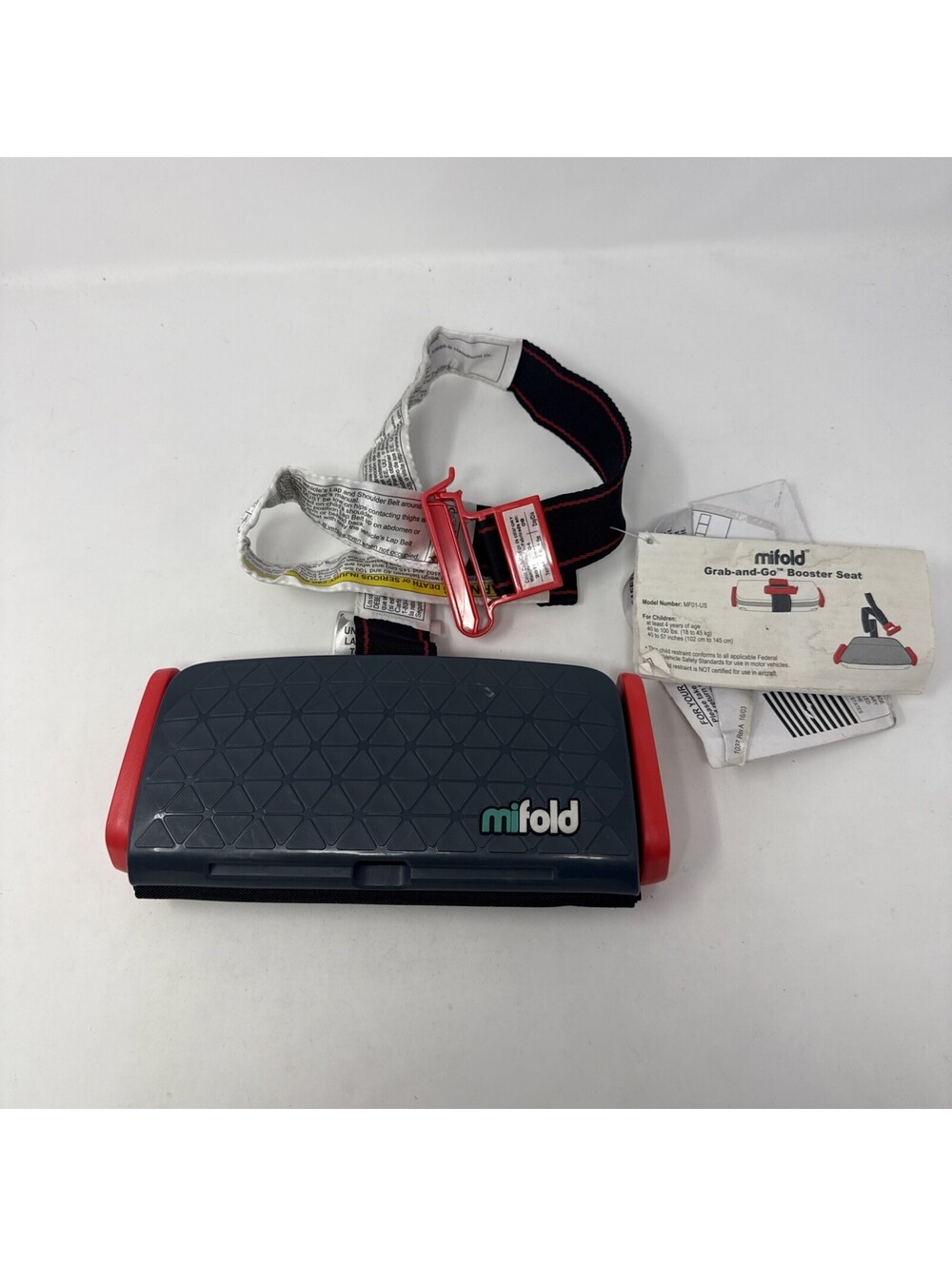 E7 Mifold Grab-And-Go Compact Car Booster Portable Travel Seat 40-100 Lb Grey